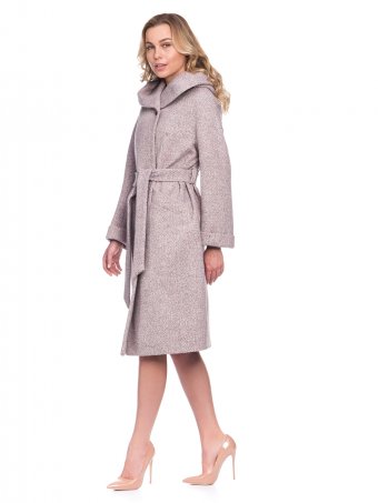 Женское демисезонное пальто в французском стиле из шерсти с капюшоном и поясом